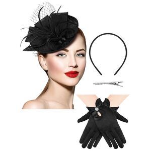 50s Fascinator Hat For Women Funeral Veil Hat Pillbox Cocktail Tea 9768